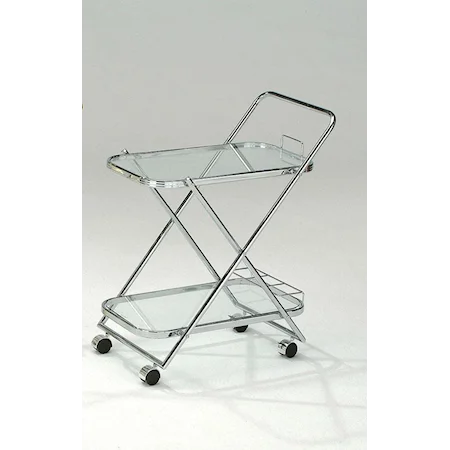 Chrome Serving Cart W/ Clear Glass